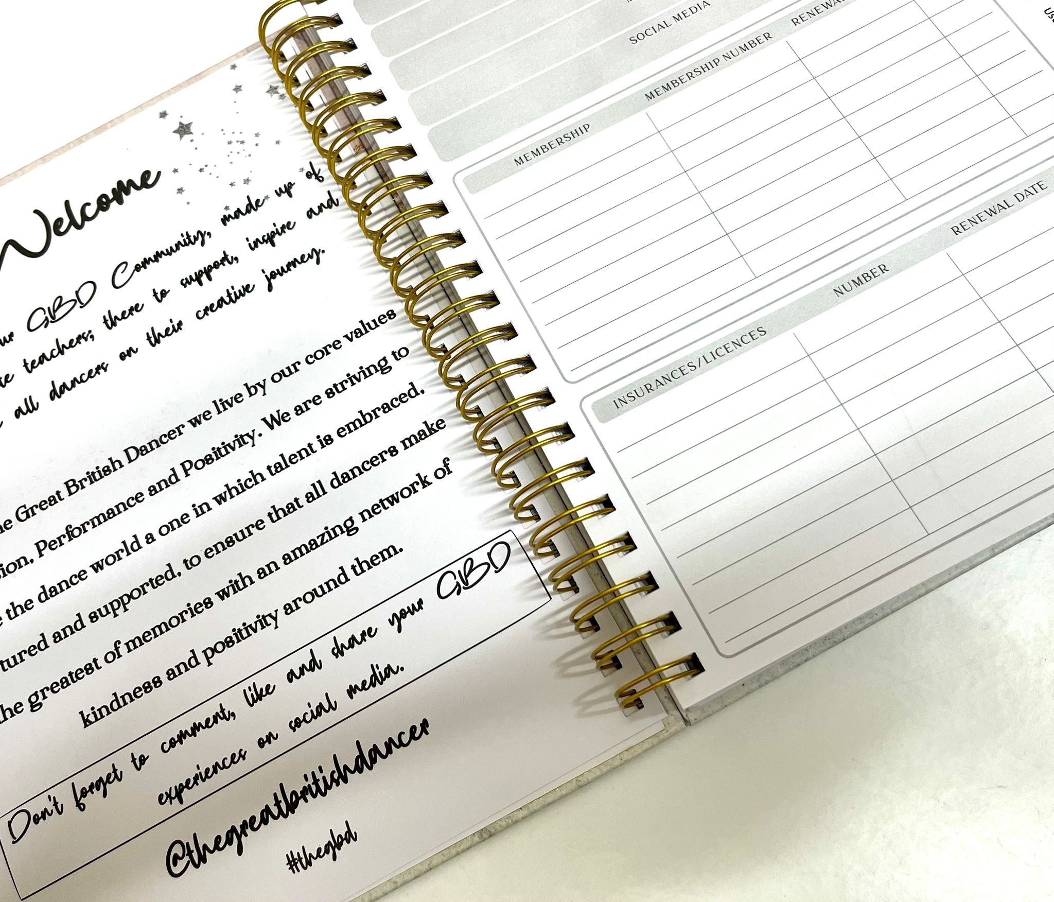 A4 Dance Teacher Planner. Choreography Planner, Show and Event Planning, Notes sections, timetable, registers, student records.  