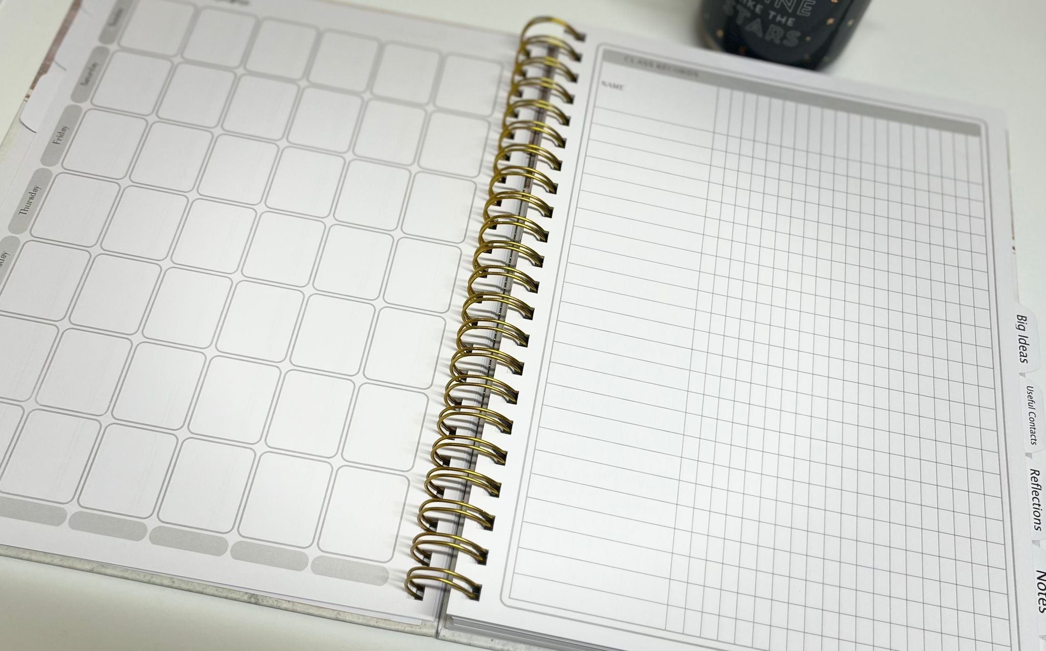 A4 Dance Teacher Planner. Choreography Planner, Show and Event Planning, Notes sections, timetable, registers, student records.  